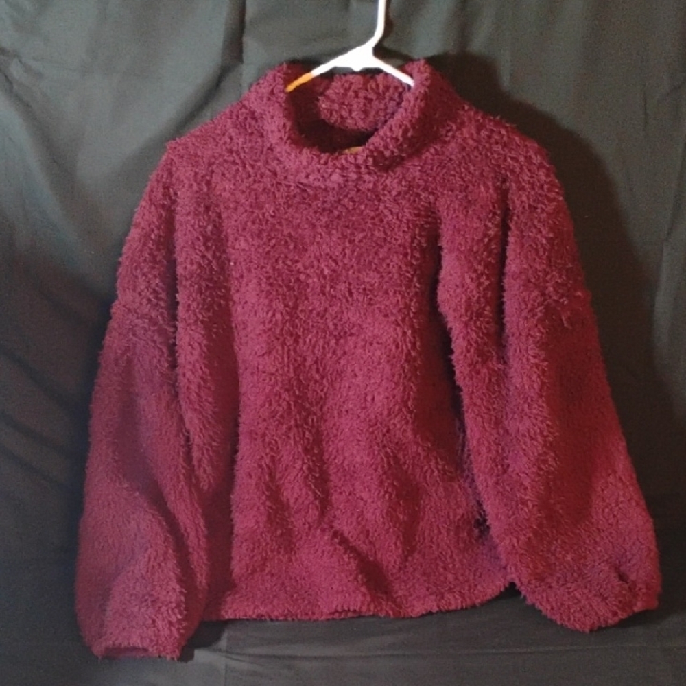 Carole Hochman Plum Sherpa Turtleneck Sweater Sz Lg